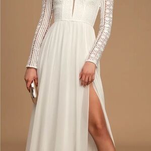 Always By My Side Ivory Lace Long Sleeve Maxi Dress